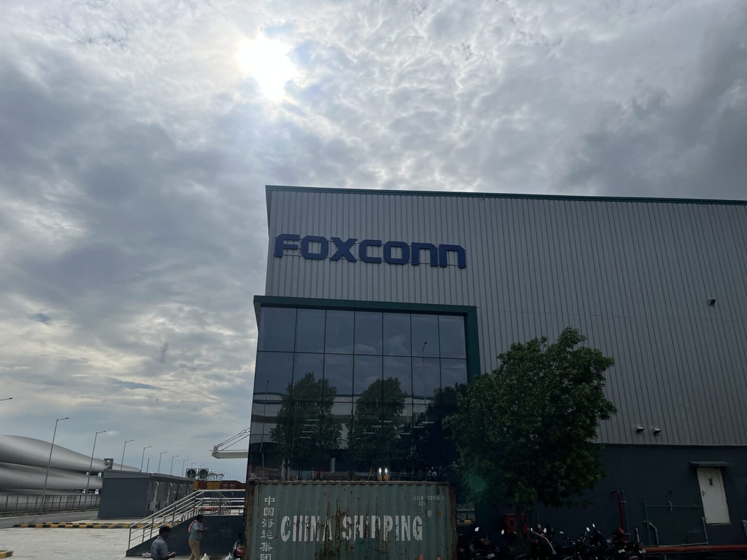 Foxconn facility facade with large-format brand lettering
