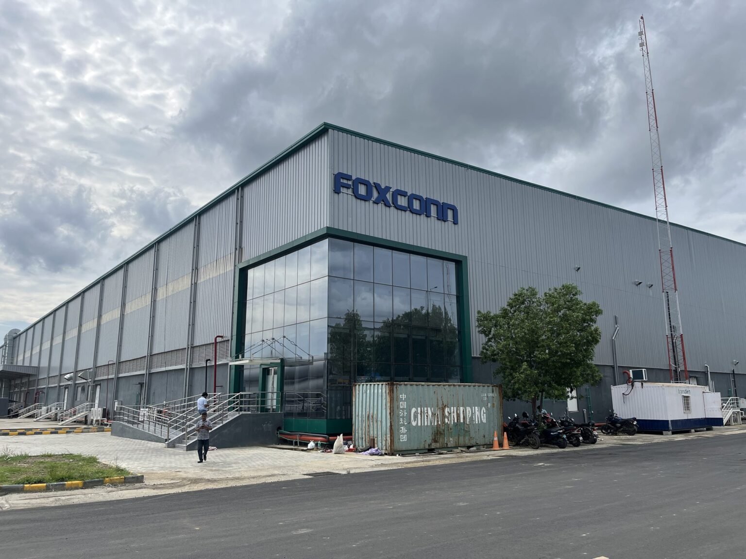 Foxconn facility facade with large-format brand lettering