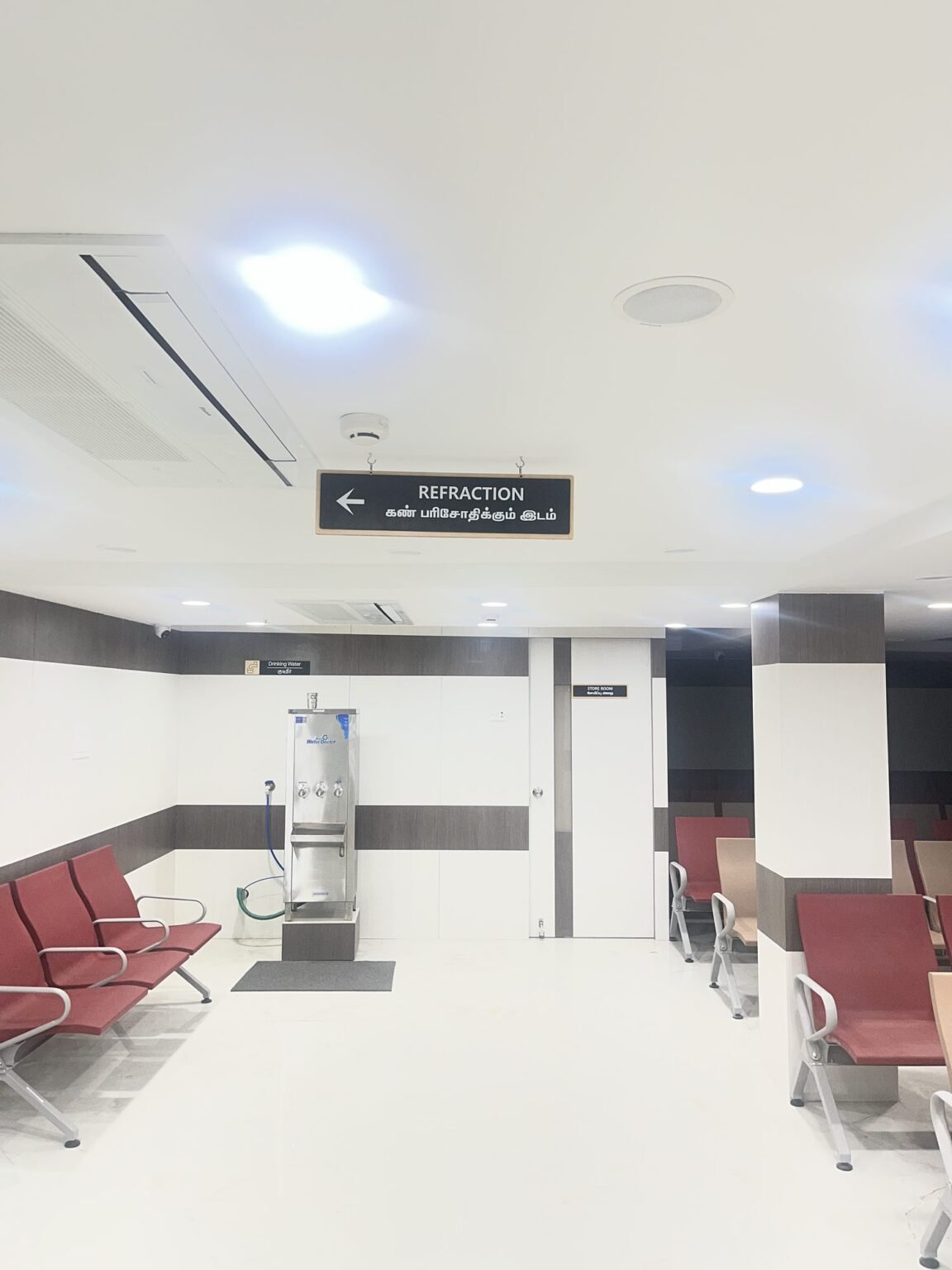 Interior wayfinding signage at The Eye Foundation hospital