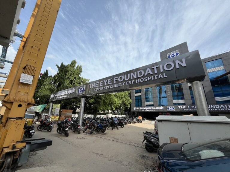 The Eye Foundation bilingual trimcap signboard